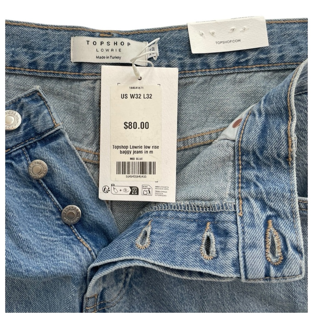 Topshop Lowrie Low Rise Baggy Jeans Light Blue Unisex Size 32x32 MSRP$80 NWT - Picture 6 of 6
